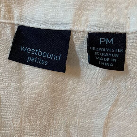 West bound petites, button down, long sleeve, tie waist, polyester/rayon pm - Picture 11 of 12